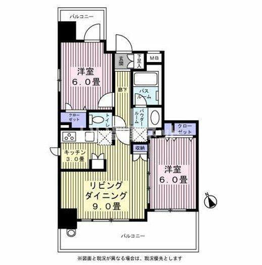 日神パレステージ立川柴崎町(2LDK/8階)の間取り写真