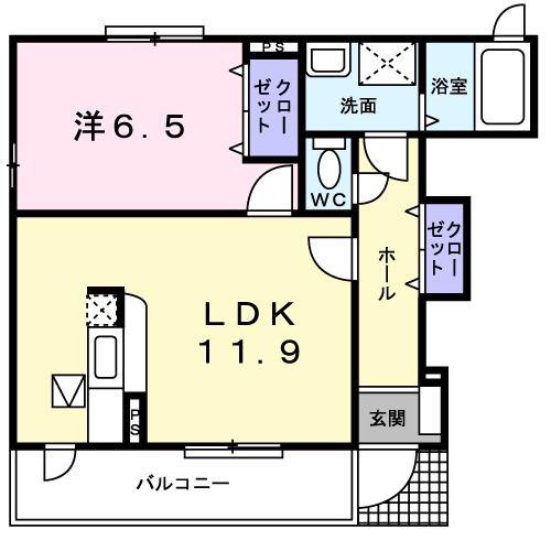 グランツ(1LDK/1階)の間取り写真