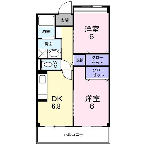 エアリーヒル(2DK/3階)の間取り写真
