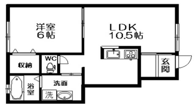 サンガーデン一橋C棟(1LDK/1階)の間取り写真