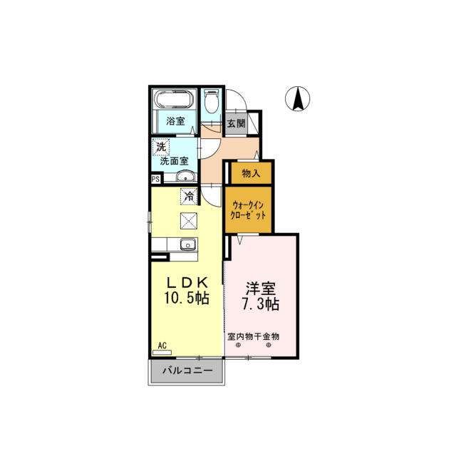 D-ROOM カーサプランドール(1LDK/1階)の間取り写真