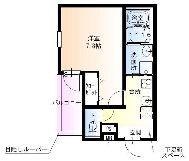フジパレス今川駅東III番館(1K/2階)の間取り写真