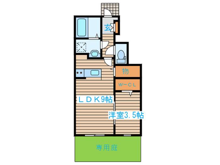 フォレスタ土樋(1LDK/1階)の間取り写真