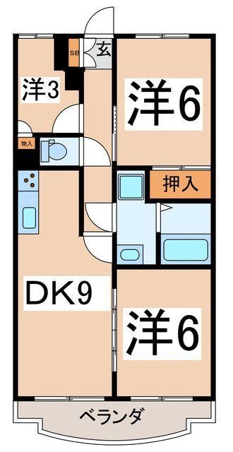 センチュリー甲府(3DK/3階)の間取り写真