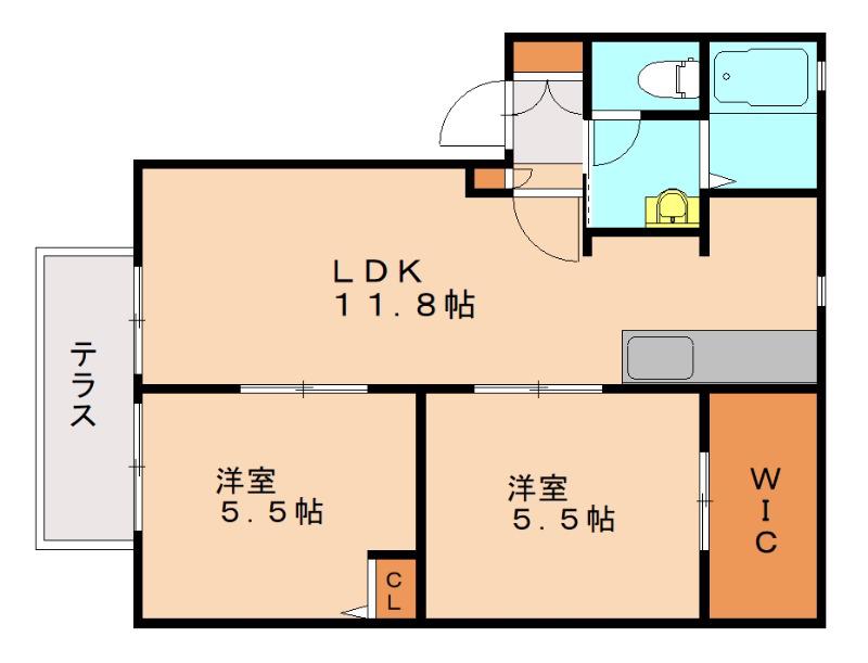 ソレイユ大谷A(2LDK/1階)の間取り写真