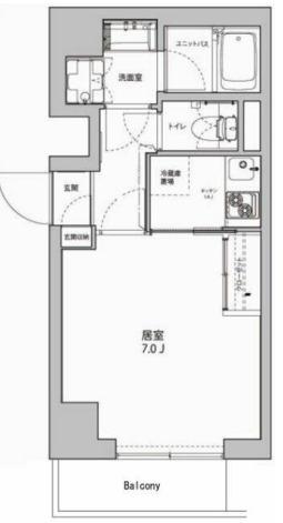 プライムアーバン麻布十番(1K/3階)の間取り写真
