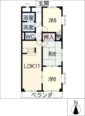 レンダイスクウオッタ(3LDK/2階)の間取り写真