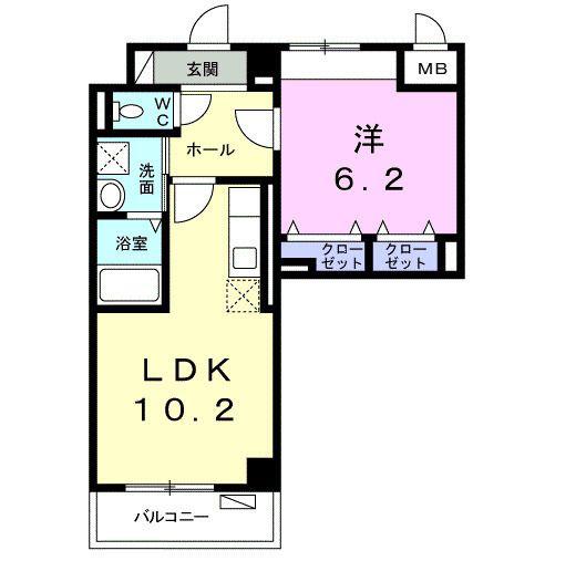 ラ・ルミエール(1LDK/1階)の間取り写真