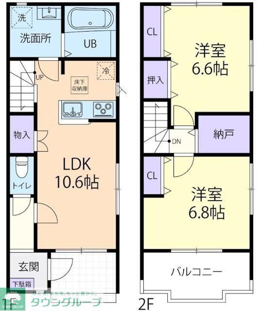 TERRACED HOUSE NOLINA B(2LDK/1階)の間取り写真