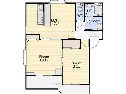 ニューフィールドB(2LDK/2階)の間取り写真