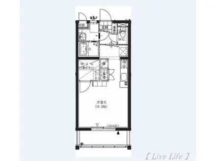 ユーミーこのはなII(ワンルーム/2階)の間取り写真