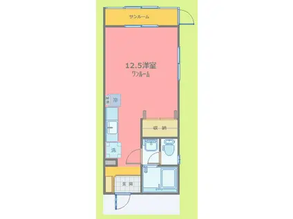 パルファージュ(ワンルーム/1階)の間取り写真