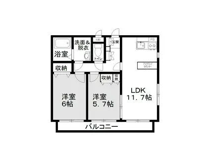 ファミーユ館林(2LDK/1階)の間取り写真