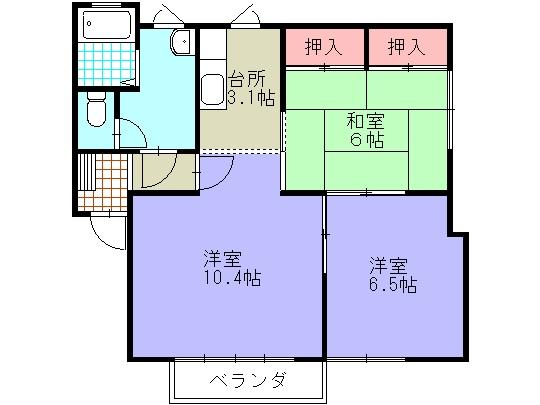 セントラルハウス鳥居A(2LDK/2階)の間取り写真