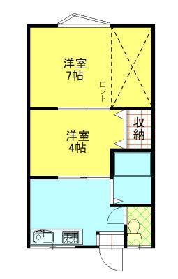 フォレストサイド D棟(2K/2階)の間取り写真