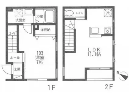フェリーチェ山王(1LDK/1階)の間取り写真