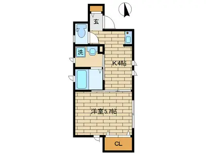 CURAR(1K/1階)の間取り写真