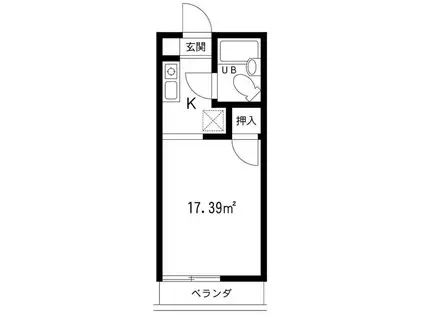 ハーモニーヒル(1K/2階)の間取り写真