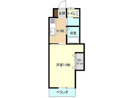 コーポこまち(1K/2階)の間取り写真