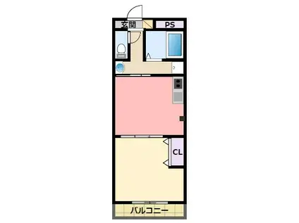 戸田ハイツ(1DK/4階)の間取り写真