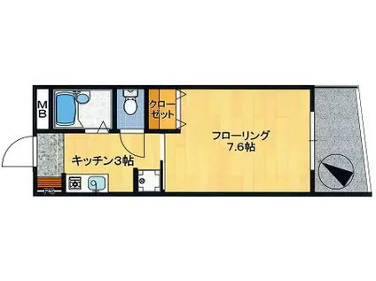 スカイヒルズ和白館(1K/2階)の間取り写真