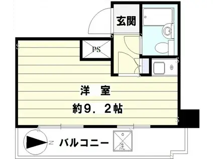 藤和新宿番衆町コープ(ワンルーム/7階)の間取り写真