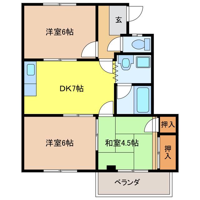 アメニティー飛高(3DK/3階)の間取り写真