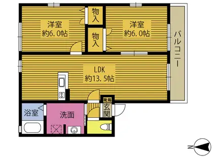 サントリナII(2LDK/2階)の間取り写真