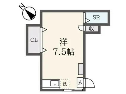 コーポヤマダ(ワンルーム/2階)の間取り写真