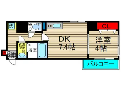 アイキューブ恵美須(1DK/6階)の間取り写真