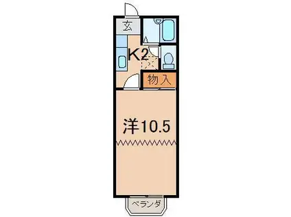 カーサMII(1K/1階)の間取り写真