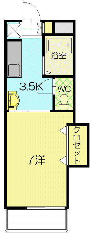 ウエルス古谷II(1K/2階)の間取り写真