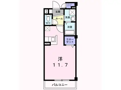 メゾングラシュII(ワンルーム/3階)の間取り写真