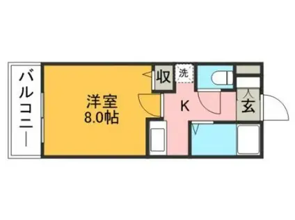 ダブルーンVIII桜坂(1K/5階)の間取り写真