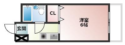 ハートフル野中(1K/3階)の間取り写真