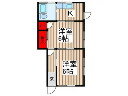 高砂荘(2K/1階)の間取り写真