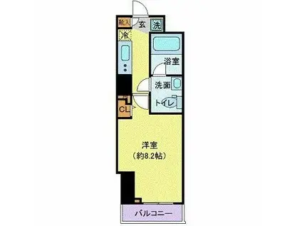 プレール・ドゥーク新大久保II(1K/6階)の間取り写真