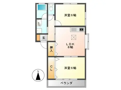 アンジェリーク(2LDK/2階)の間取り写真