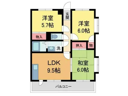 ジーク甲子園口I(3LDK/1階)の間取り写真