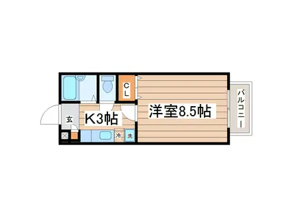 メモリーハウス南仙台(1K/1階)の間取り写真