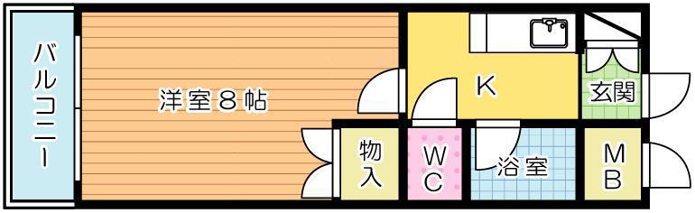 ウィルステージ古船場(1K/6階)の間取り写真