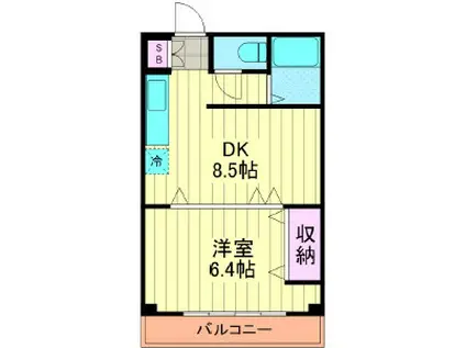 下丸子ビル(1DK/3階)の間取り写真