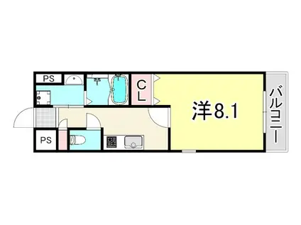 ドルチェヴィータ武庫之荘(1K/6階)の間取り写真