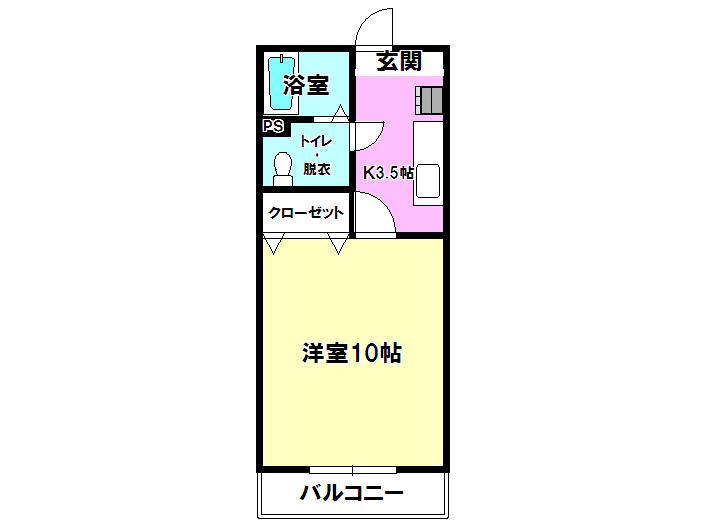 ハーヴェスト(1K/1階)の間取り写真