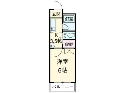 コーポ富沢 第2(1K/1階)の間取り写真