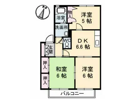 ファミール神田(2LDK/2階)の間取り写真