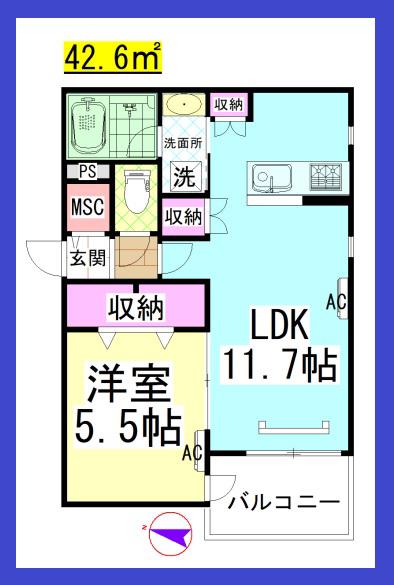 AF GLICINA K(1LDK/2階)の間取り写真