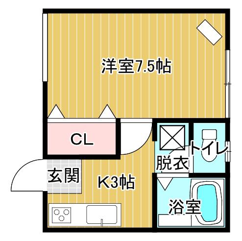 ドリームハウス古館B(ワンルーム/2階)の間取り写真