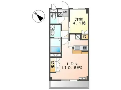 スカイハイツN(1LDK/2階)の間取り写真