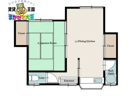 深水アパート(1LDK/1階)の間取り写真